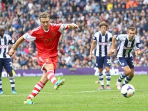 Rickie Lambert converts the late penalty that gave Saints all three points.