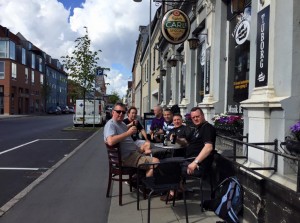 Ray, Peter, John, Dave, Neil and Terry drowning their sorrows on way back to Copenhagen after Europa exit